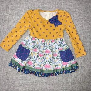 Matilda Jane Yellow and Blue Floral Kids Dress VGUC